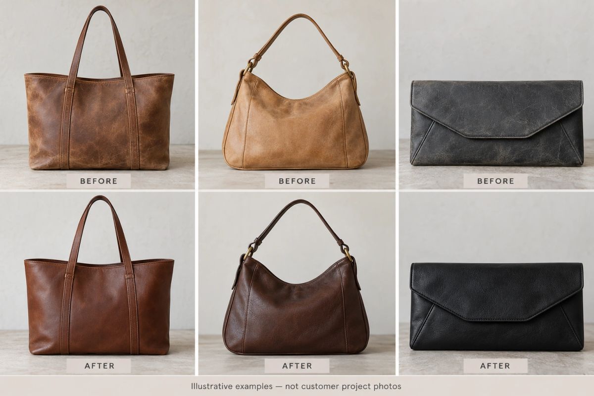 Before and after color idea: Leather tote: brown refresh