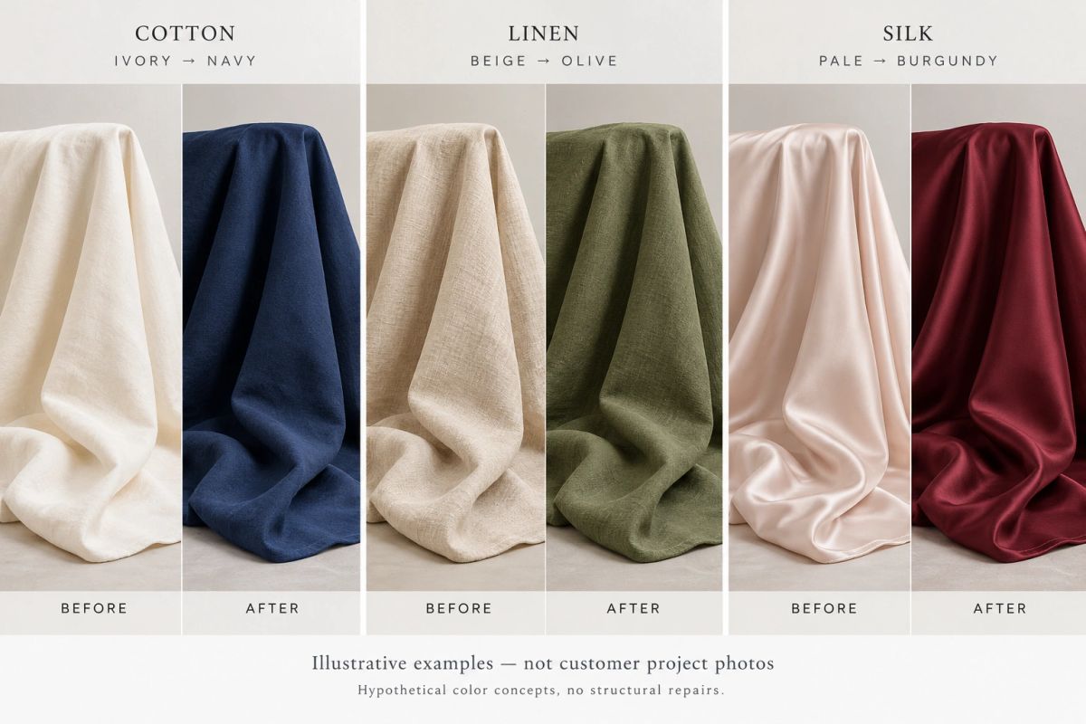 Before and after color idea: Cotton: ivory to navy