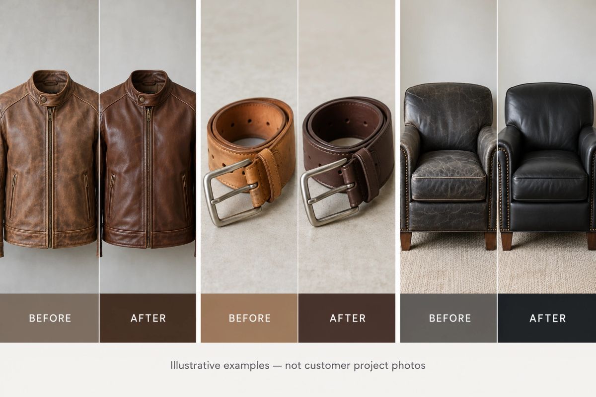 Before and after color idea: Leather jacket: brown refresh